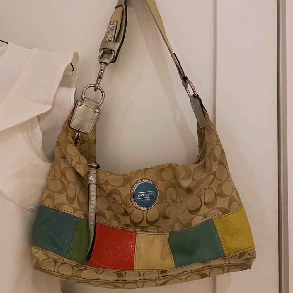 Coach vintage signature patch multicolor hobo bag